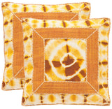 Safavieh - Set of 2 - Pillow Dip Dye Patch Printed Patterns Jute 20" Tumeric Wool Cotton Hidden Zipper Feather DEC551A-2020-SET2 889048108837