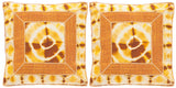 Safavieh - Set of 2 - Pillow Dip Dye Patch Printed Patterns Jute 20" Tumeric Wool Cotton Hidden Zipper Feather DEC551A-2020-SET2 889048108837
