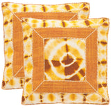 Safavieh - Set of 2 - Pillow Dip Dye Patch Printed Patterns Jute 24" Tumeric Wool Cotton Hidden Zipper Feather DEC551A-2424-SET2 889048108981