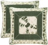 Safavieh - Set of 2 - Pillow Dip Dye Patch Printed Patterns Jute 20" Cilantro Wool Cotton Hidden Zipper Feather DEC551C-2020-SET2 889048108875