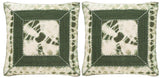 Safavieh - Set of 2 - Pillow Dip Dye Patch Printed Patterns Jute 20" Cilantro Wool Cotton Hidden Zipper Feather DEC551C-2020-SET2 889048108875