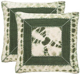 Safavieh - Set of 2 - Pillow Dip Dye Patch Printed Patterns Jute 24" Cilantro Wool Cotton Hidden Zipper Feather DEC551C-2424-SET2 889048109025