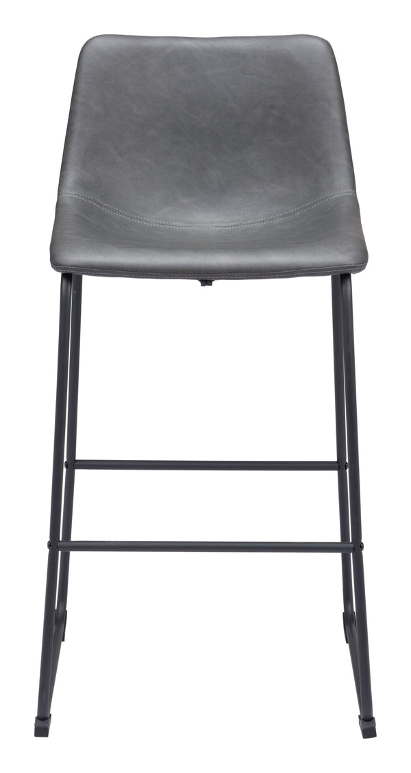 Zuo Modern Smart 100% Polyurethane, Plywood, Steel Transitional Commercial Grade Barstool Set - Set of 2 Charcoal, Black 100% Polyurethane, Plywood, Steel