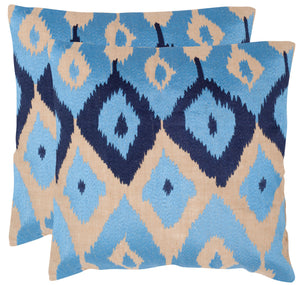 Safavieh Jay  Pillow -Set Of 2 Indigo 100% Cotton Jute DEC610A-2020-SET2