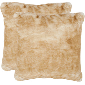 Safavieh Faux Fox  Pillow -Set Of 2 Light Brown  Acrylic Plush DEC702A-2020-SET2