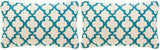 Safavieh - Set of 2 - Sandre Pillow Chainstitch 20" Teal Wool Cotton Hidden Zipper Feather DEC903A-2020-SET2 683726960287