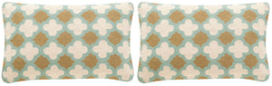 Safavieh - Set of 2 - Carna Pillow Chainstitch 20" Amist Green Wool Cotton Hidden Zipper Feather DEC912A-2020-SET2 683726962441