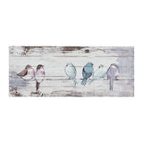 Perched Birds Traditional 30X12" Hand Painted Wood Plank