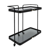 Sagebrook Home Contemporary Metal, 27"h 2-layered Bar Cart W/ Smokey Glass, Bl 16534 Black Metal