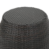 Canary Outdoor Multibrown Wicker 14 Inch Side Table Noble House