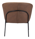 Zuo Modern Quinten 100% Polyester, Plywood, Steel Modern Commercial Grade Accent Chair Vintage Brown, Black 100% Polyester, Plywood, Steel