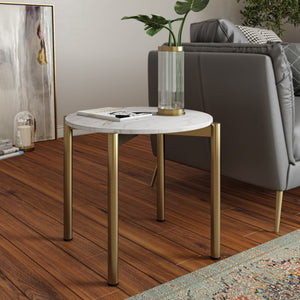 VIG Furniture Modrest Denzel - White Marble + Gold End Table VGGMM-ET-1581-WHT-ET