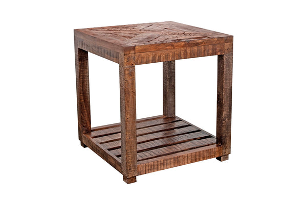Porter Designs Gunnison Solid Acacia Wood Modern End Table Brown 05-190-07-L005