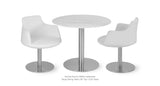 Dervish Round Set: One Dervish Round White Leathertte - 1Tango Dining Marble Table