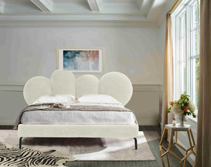 VIG Furniture Modrest Destiny - Queen Contemporary White Sherpa Bubble Bed VGODZW-20104-WHT-BED-Q