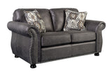 Elk River Leather-Look & Nail Head Transitional Loveseat