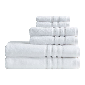 Clean Spaces Nurture Casual 67% Cotton 33% Polyester Sustainable Blend 6PC Towel Set White 30x54"(2)/16x26"(2)/12x12"(2) LCN73-0129