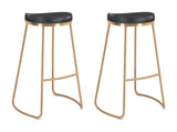 Zuo Modern Bree 100% Polyurethane, Plywood, Stainless Steel Modern Commercial Grade Barstool Set - Set of 2 Black, Gold 100% Polyurethane, Plywood, Stainless Steel