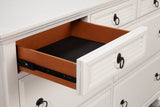 Alpine Furniture Winchester 7 Drawer Dresser, White 1306-03 White Pine Solids 62 x 18 x 38