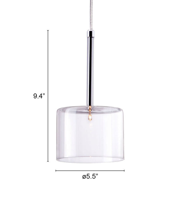 Zuo Modern Storm Steel, Glass Modern Commercial Grade Ceiling Lamp Clear Steel, Glass