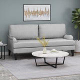 Auriga Contemporary Fabric Loveseat, Light Gray and Dark Brown Noble House