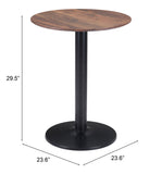 Zuo Modern Alto MDF, Steel Modern Commercial Grade Bistro Table Brown, Black MDF, Steel