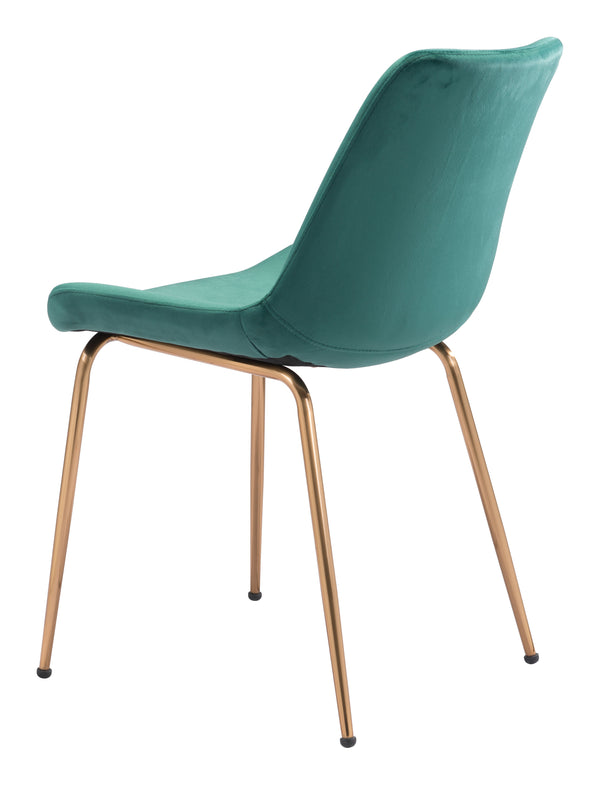 Zuo Modern Tony 100% Polyester, Plywood, Steel Modern Commercial Grade Dining Chair Set - Set of 2 Green, Gold 100% Polyester, Plywood, Steel