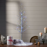 4-foot Pre-Lit 152 Multi-Color LED Artificial Christmas Twig Tree, Silver Glitter