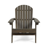 Hanlee Outdoor Rustic Acacia Wood Folding Adirondack Chair, Gray