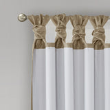 Emilia Transitional 100% Polyester Solid Faux Silk Twist Tab Total Blackout Window Curtain