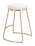 Zuo Modern Bree 100% Polyurethane, Plywood, Stainless Steel Modern Commercial Grade Counter Stool Set - Set of 2 White, Gold 100% Polyurethane, Plywood, Stainless Steel