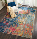 Nourison Celestial CES09 Modern Machine Made Power-loomed Indoor only Area Rug Blue/Yellow 7'10" x 10'6" 99446408969
