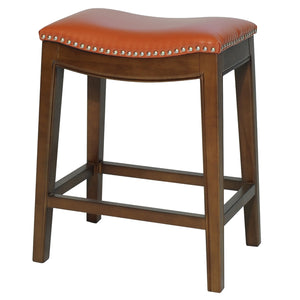 Elmo Bonded Leather Counter Stool Pumpkin, Orange, Cinnamon Legs 358625B-8141KD New Pacific Direct
