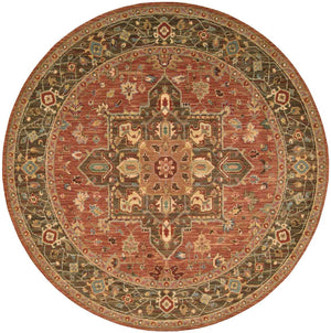 Nourison Living Treasures LI01 Persian Machine Made Loomed Indoor only Area Rug Rust 5'10" x ROUND 99446672988
