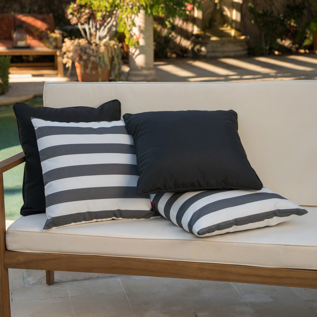 Noble House Coronado Black Outdoor Throw Pillow