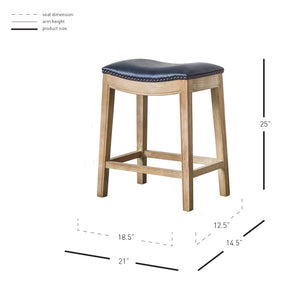 Elmo Bonded Leather Counter Stool - Vintage Blue