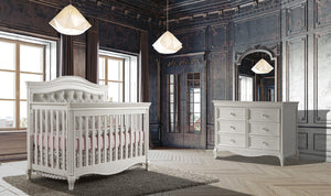 Pali Diamante Forever Crib - Gray Panel Vintage White Acacia, Poplar and Birch Veneer 2401-VW