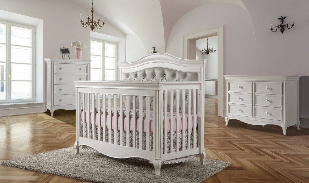 Pali Diamante Forever Crib - Gray Panel Vintage White Acacia, Poplar and Birch Veneer 2401-VW