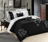 Pink Floral Black White Queen 8pc Non Kit Comforter