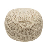 Christopher Knight Home® Morven Handmade Boho Fabric Pouf, Cream