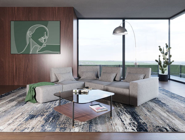 VIG Furniture Divani Casa Chapel - Modern Light Grey Fabric Sectional Sofa + Ottoman VGMB-1686-GRY