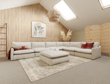 VIG Furniture Divani Casa Fedora - Modern White Fabric Sectional Sofa + Ottoman VGKKKF2637-B1223