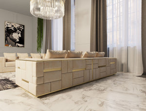 VIG Furniture Divani Casa Mobray - Glam Beige and Gold Fabric Sofa  VGUIMY524