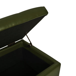 Julian Stylish Rectangular Bonded Leather Storage Ottoman with Biscuit Tufting for Home Organization