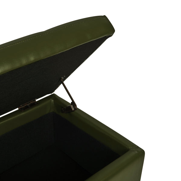 Julian Stylish Rectangular Bonded Leather Storage Ottoman with Biscuit Tufting for Home Organization