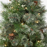 4.5-foot Cashmere Pine and Mixed Needles Pre-Lit Clear String Light Hinged Artificial Christmas Tree with Snowy Branches and Pinecones