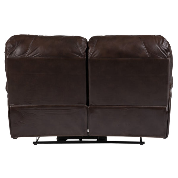 Porter Designs Ramsey Leather-Look Dual seat Transitional Reclining Love Brown 03-112C-02B-6013