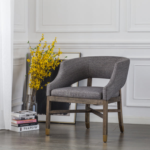 Sebastian Fabric Chair – Modern Mid-Century Design with Gold-Tipped Legs, Fully Assembled Elegance