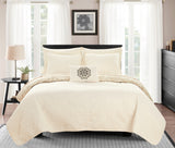 Raina Beige King 4pc Quilt Set