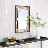 Zuo Modern Tolix Steel, MDF, Glass Modern Commercial Grade Mirror Antique Gold, Black Steel, MDF, Glass